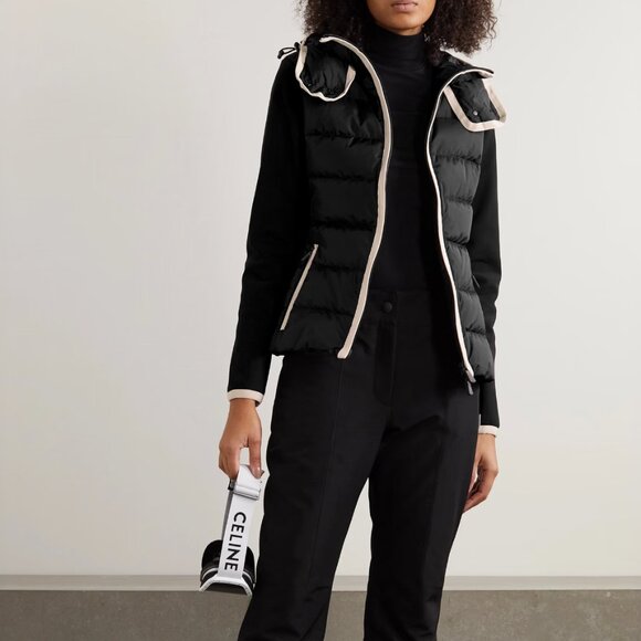 Hooded paneled twill and quilted stretch-shell down jacket - Picture 1 of 15